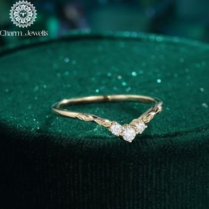 Bague de fiançailles classique pour femme en or jaune 10K plaqué or, sertie de trois pierres de moissanite taille coussin, par Charm Jewells - Product Image 1