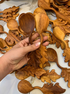 ช้อนตักใบไม้ทำมือจากเวียดนาม ช้อนไม้เนื้อแข็ง สำหรับตักน้ำตาล ชา กาแฟ อุปกรณ์เสิร์ฟในครัว - Product Image 3