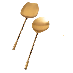 Cuillère en laiton de luxe, design artisanal, manche torsadé en fil doré, pour ustensiles de cuisine, table à manger, cuillères à dîner et à soupe - Product Image 1