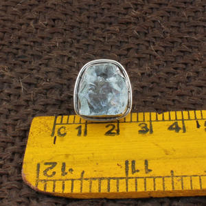 แหวนเงินแท้ 925 ประดับพลอยอะความารีนธรรมชาติ งานแฮนด์เมด แหวนทำมือโดยช่างฝีมือ เครื่องประดับประจำเดือนมีนาคม ขายส่ง - Product Image 5