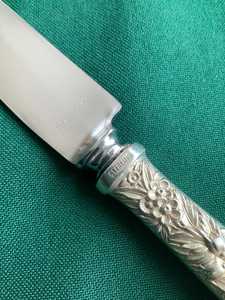 มีดเนยเงินสเตอร์ลิงพร้อมด้ามจับลายดอกไม้ ใบมีดสแตนเลส อุปกรณ์ครัว - Product Image 6