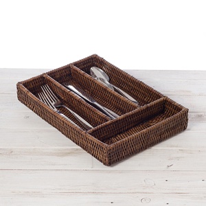 Rattan cutlery <b>tray</b> silverware holder for <b>drawers</b> organization home restaurant hotel supplies utensil <b>trays</b> - Product Image 2
