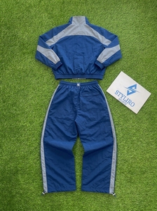 Styliro Men's Blue Sporty Tracksuit Set Color Blocking <b>Track</b> <b>Jacket</b> And Pants With Logo Print Autumn Wear - Product Image 4