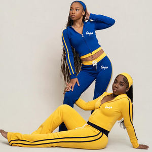 Conjunto Deportivo de Otoño 2026 para Mujer, Chaqueta con Capucha y Rayas Laterales, Pantalones Acampanados, Diadema a Juego, Conjunto de Dos Piezas, Estilo Y2K - Product Image 2