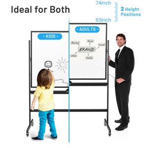 Lavagna Mobile Cancellabile a Secco 48FT X 36FT, Doppia Faccia Reversibile con Altezza Regolabile, Materiale Plastico - Product Image 4