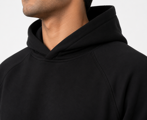 Men's <b>Black</b> Hooded <b>Sweatshirt</b> Regular Fit Raglan Sleeve Fleece Casual Pocket Autumn Wear 100% Cotton Print ODM Breathable - Product Image 4