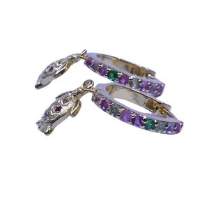 Joyería de Plata de Ley 925 Chapada en Oro para Bodas, Juego de Aretes con Múltiples Piedras Preciosas de Turmalina para Mujer - Product Image 3