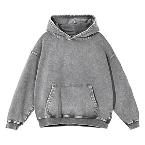 Sweat à capuche oversize délavé pour homme, style vintage, unisexe, streetwear pour couples, coupe décontractée - Product Image 1