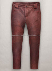 Pantalones de cuero de vaca genuino occidental americano de moda para hombres Pantalones de cuero de motorista Pantalones de cuero para hombres con cordones negros. - Product Image 6