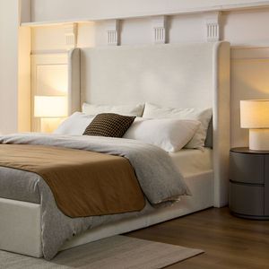 Letto imbottito minimalista Carmen con testiera alta 52 pollici, struttura letto a piattaforma, non richiede rete a molle - Product Image 4