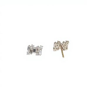 Pendientes de Diamantes Cultivados en Laboratorio, Corte Baguette y Redondo, Oro Sólido de 14K y 18K, Pendientes de Diamantes en Racimo, Modernos y Elegantes - Product Image 5