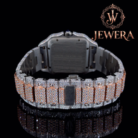 Montre analogique en acier inoxydable avec diamants Moissanite style Hip Hop, sertie de pierres, avec verre et fabrication haut de gamme, pour homme, idéale comme cadeau.