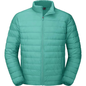 Blouson matelassé léger en coton pour homme, style unique 2025, col montant, design bulle brillant, respirant, motif uni, hiver - Product Image 4