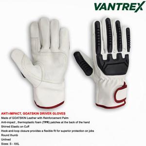 Leather Work <b>Gloves</b> Tractor Tread Texture Anti-Slip Palm Protection <b>Knit</b> Wrist Cuff Red Trim General Purpose 10 Inch 8MIL Thick - Product Image 6