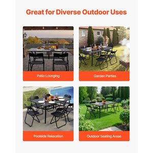 Tavolo da Pranzo da Esterno da 59 Pollici con Foro per Ombrellone da 1,5 Pollici, Tavolo Rettangolare in Metallo con Doghe in Acciaio per Giardino/Bistrò, per 4-6 Persone - Product Image 6