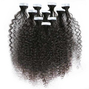 Extensiones de Cabello Rizado, Cabello Humano, Grueso y Voluminoso, Negro Natural, con Clip, para Mujer - Product Image 1