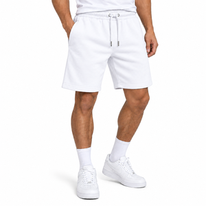 Shorts blancs personnalisés en coton molletonné, coupe décontractée, longueur genou, style jogger, pour la gym, unis, OEM, en gros - Product Image 1