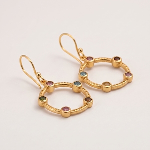 Pendientes de Aro de Plata de Ley 925 Chapados en Oro con Turmalina Multicolor, Joyería de Diseño Hecha a Mano con Piedras Preciosas para Mujer - Product Image 2