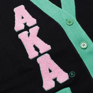 Cardigans d'hiver à col en V pour Alpha, noirs, verts, roses, avec logo brodé, manches longues, en tricot, pour sororités et fraternités - Product Image 3