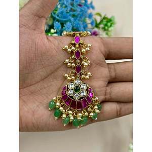 Indian Ethnic Brass Artificial Jewellery-Bharti Pachi Kundan Mang Tika Casual Style - Product Image 3