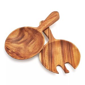 Juego de Cucharas para Servir Ensaladas de Madera de Grano Puro, Acabado Natural, Utensilios de Cocina Ecológicos, Juego de Cucharas para Servir Ensaladas - Product Image 5