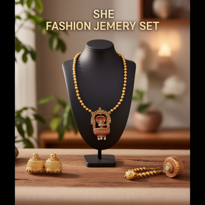Shiva Linga Style Matte Necklace-Fashion Jewelry Set - Product Image 3