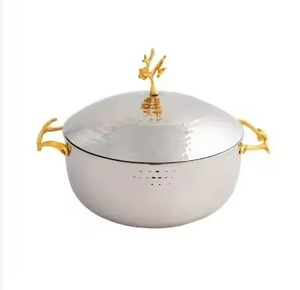 หม้อไฟโลหะพรีเมียม ดีไซน์ทันสมัย กระติกเก็บความร้อน ชามเสิร์ฟอาหารสำหรับรับประทานอาหารสมัยใหม่ - Product Image 5