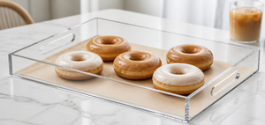 Clear <b>Plastic</b> Round Glossy Modern <b>Serving</b> <b>Tray</b> Lightweight Organizer for Home and Events for Donut Display - Product Image 3