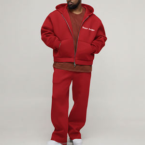 Conjunto de Sudadera con Capucha Oversize Personalizada con Cremallera Completa y Pantalones de Chándal Estampados de Ajuste Regular, de Forro Polar Premium de Alto Gramaje, Chándal 2 en 1 de Lujo - Product Image 1