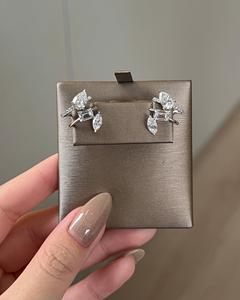 Diamond Cluster <b>Stud</b> <b>Earrings</b> Luxury Pear <b>Emerald</b> Marquise Cut Lab Grown Modern Fine Jewelry <b>Studs</b> Custom 10K 14K 18K Solid Gold - Product Image 2