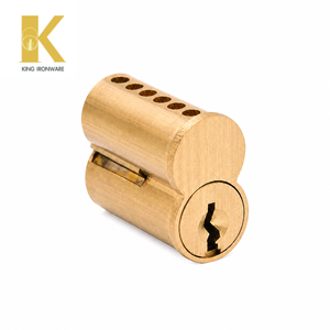 Cilindro de núcleo intercambiable de formato pequeño con múltiples opciones de ranura para llave, latón satinado, ranura tipo D de 6 pines para seguridad en edificios comerciales - Product Image 4