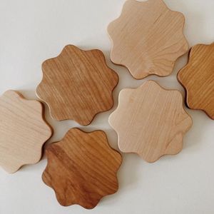 Handmade Wooden Coaster Set with Natural Rustic Finish, Round Table Coasters for Coffee, Tea, <b>Drinks</b> and Home Dining Decor - Product Image 3