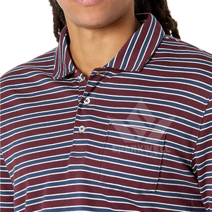 Men's Striped Polo <b>Shirt</b> Short Sleeve Breathable Knitted Cotton Blend Casual Regular Fit Golf <b>Collar</b> <b>T</b>-<b>Shirt</b> - Product Image 3