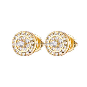 Boucles d'oreilles rondes de luxe en moissanite, en argent sterling 925 plaqué or, bijoux étincelants pour femmes - Product Image 1