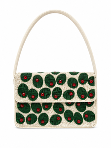 Luxury Handmade Avocado Glass Beaded Geometric Pattern Shoulder Bag Women Designer Fashion Handbag Daily Use Custom OEM ODM - Product Image 1