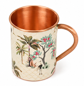 Vaso de Cobre Puro Premium con Diseño Floral de Aves, Vaso de Cobre Hecho a Mano, Vaso de Agua Ayurvédico de Cobre Decorativo - Product Image 5