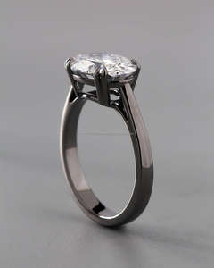 Bague de luxe ovale en diamant pour femme, or blanc, diamant taille ovale, sertissage à griffes, pour fiançailles, mariage, anniversaire et cadeau - Product Image 1