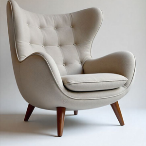 Sillón de Salón Tapizado en Tela con Patas de Madera, Estilo Escandinavo, Moderno, para Sala de Estar - Product Image 1