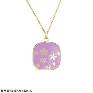 Collar artesanal de latón con colgante cuadrado geométrico, grabado floral en esmalte lila, estilo bohemio, llamativo para fiestas - Product Image 6