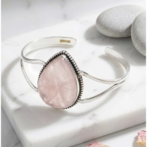 Handcrafted Rose Quartz Beaded <b>Bracelet</b> Natural Crystal Gemstone Love Bangle Wholesale in India for Gifts - Product Image 1