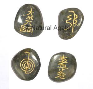 Grossiste et fournisseur de pierres de cristal naturelles de guérison, ensemble de symboles Reiki en aventurine bleue - Product Image 6