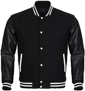 เสื้อแจ็คเก็ตหนังแบบกำหนดเอง คอตั้ง สไตล์ลำลองสำหรับฤดูหนาว ทรงยาว ตัดเย็บแบบเบสบอล ผ้าคุณภาพจากผู้ผลิต พร้อมงานปัก - Product Image 1