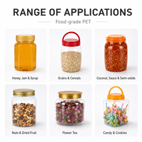 Bocaux de conservation alimentaire en PET transparent de 2 L à large ouverture avec bouchons à vis pour biscuits, bonbons, snacks, sucre et emballage de nouilles sèches