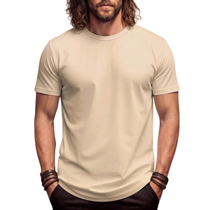 T-shirt uni à col rond pour homme, 180g, doux, manches courtes, décontracté, basique, confortable, coupe classique, pour l'été, à porter au quotidien, écologique - Product Image 1
