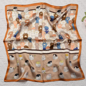 ผ้าพันคอไหมเนื้อนุ่มสำหรับผู้หญิง ผ้าพันคอไหมพิมพ์ลายสี่เหลี่ยมหรูหราสำหรับผู้หญิง ผ้าคลุมไหล่ไหมน้ำหนักเบาสำหรับผู้หญิง - Product Image 6