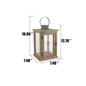 Portavelas de madera con paneles de vidrio transparente y asa de cuerda, accesorio vintage para el hogar - Product Image 3
