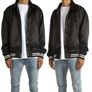 Veste universitaire en satin noir en gros, veste de baseball personnalisée, veste universitaire fine pour hommes - Product Image 6