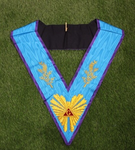 Hand Embroidered Masonic Grand Officer <b>Collar</b> with Gold Bullion Embroidery | Freemason Regalia - Product Image 3