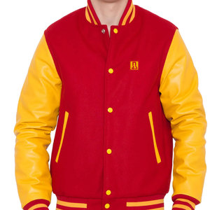 Veste de Baseball Homme en Cuir Véritable de Haute Qualité avec Manches en Cuir et Corps en Laine, Boutons sur le Devant, Style Décontracté et Tendance - Product Image 1