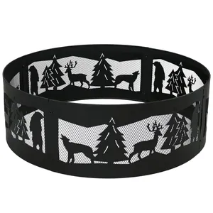 Rustic Cast Iron Fire Pit BBQ 36 in Outdoor Wood Burning with Wildlife Scene Design Galvanized Finish Freestanding Eco-Friendly - Product Image 3